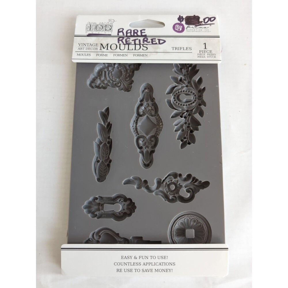 Iron Orchid Designs TRIFLES Art Decor Mold Prima Retired 8"